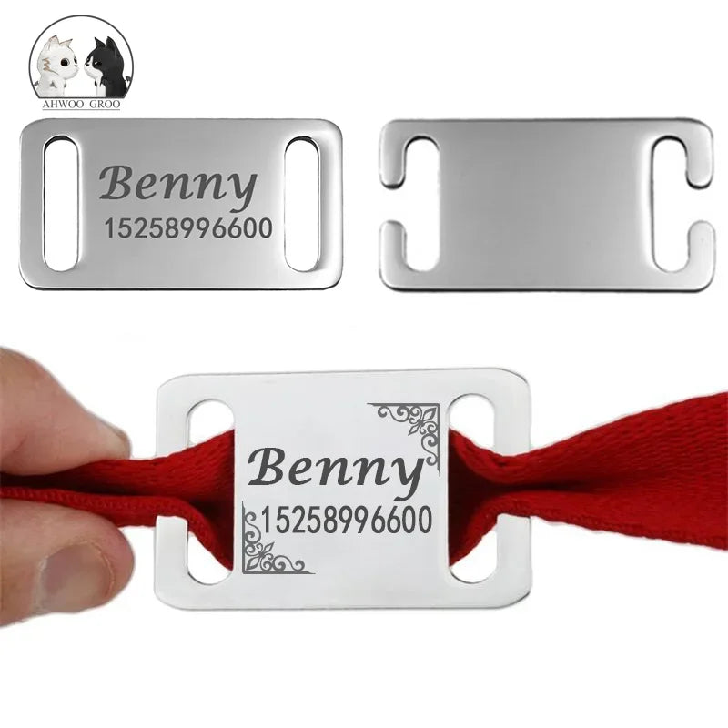 Personalized Slide-on Pet Tag: Engraved Stainless Steel Collar Leash  petlums.com   