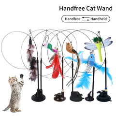 Interactive Cat Stick Kitten Teaser Suction Cup Bird/Feather Wand