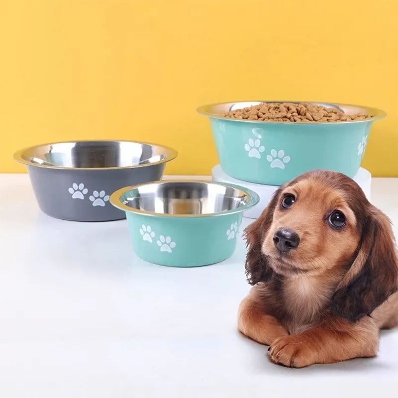 Non-slip Dog Bowls For Small Medium Large Dog Feeder Bowls And Drinkers Stainless Steel Pet Feeders Pets Dogs Accessories  petlums.com   