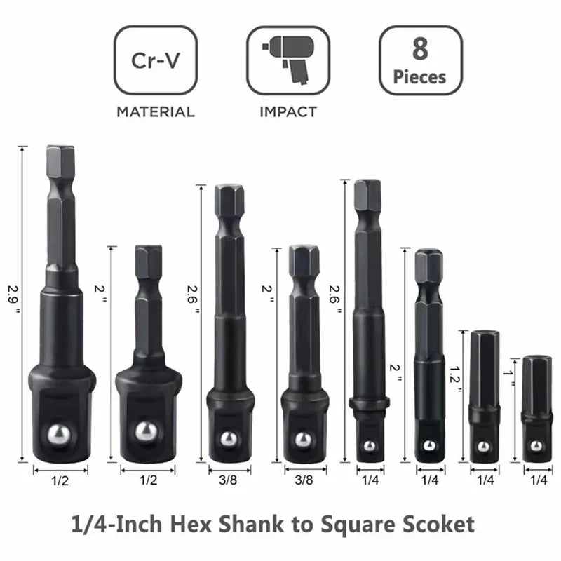 12-Piece Impact Socket Adapter Set: Versatile High-Speed Nut Driver for Metalworking  petlums.com   