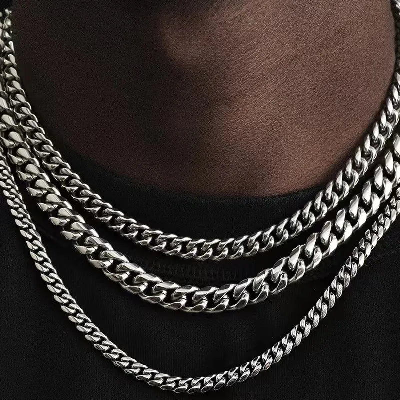 Punk Stainless Steel Curb Chain Necklaces Black Gold Chokers  petlums.com   
