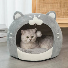 Cozy Cat-Shaped Pet Bed House: Plush & Breathable Design