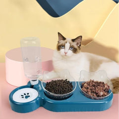 Automatic Cat Feeder & Water Dispenser with Anti-Slip Double Bowl