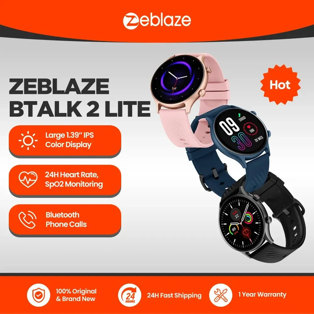 Zeblaze Btalk 2 Lite Smart Watch: Stylish Health Monitor & Voice Assistant  petlums.com   