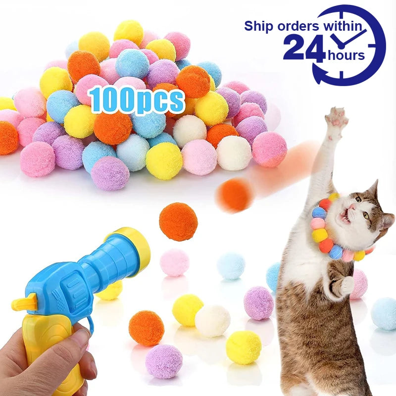 Interactive Cat Launch Toy for Creative Kitten Games & Stretch Plush Ball  petlums.com   