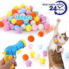Interactive Cat Launch Toy for Creative Kitten Games & Stretch Plush Ball