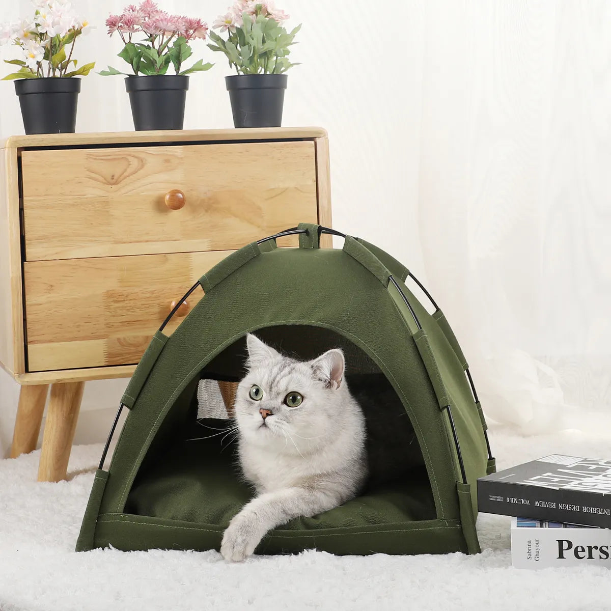 Cozy Cat Tent Bed with Warm Accessories: Breathable Winter Supplies for Feline Comfort  PetLums   
