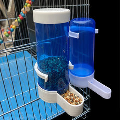 Automatic Blue Bird Feeder for Parrot Cage - Durable & Safe Feeding Tool