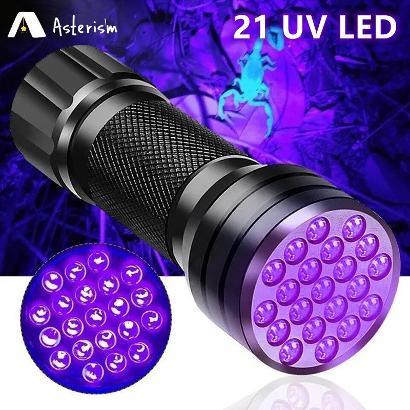 LED UV Blacklight Mini Torch Flashlight for Pet Stains & More  petlums.com 21 UV LED  