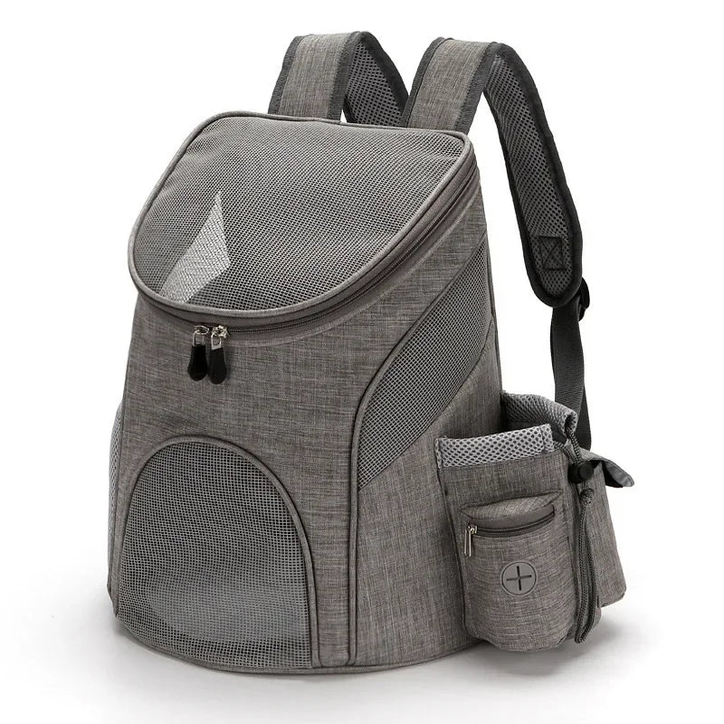 Portable Mesh Dog Backpack: Stylish Breathable Pet Carrier for Outdoor Adventures  petlums.com Gray-S  