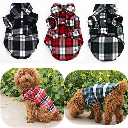 Pet Plaid Shirt and Coat Set: Stylish Apparel for Small Dogs and Cats  petlums.com   