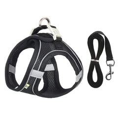 Escape Proof Cat and Dog Harness Set with Leash - Comfortable and Reflective Mesh for Small Pets & Kittens