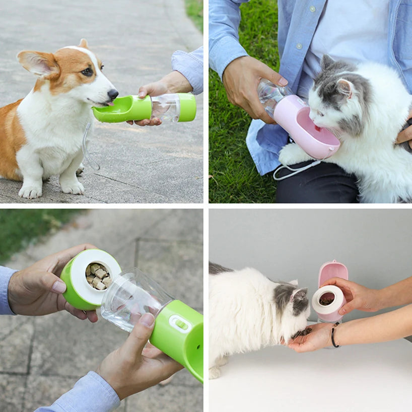 Pet Water Bottle & Food Storage: Portable 2-in-1 Bottle for Outdoor Pet Feeding & Hydration  petlums.com   