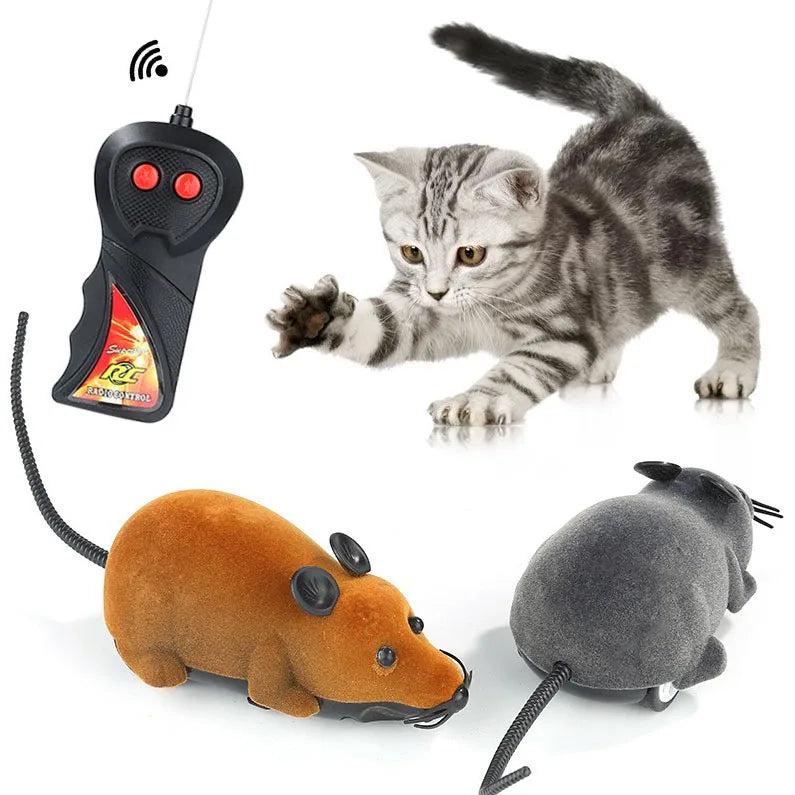 Wireless Remote Control Mouse Toy Electronic Motion/Moving Squeaky Emulation Mouse For Cat Dog Scary Pet Supplies Trick Toys  petlums.com   
