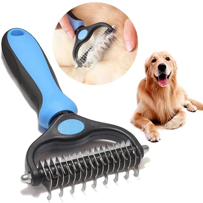 Professional Dual-Head Pet Deshedding Brush for Dogs and Cats  petlums.com   