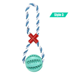Dog Treat Balls: Interactive Rope Rubber Toys for Small Dogs Bite Resistant