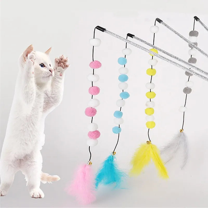 Interactive Feather Cat Teaser Stick: Durable, Fashionable, Fun Pet Exercise  petlums.com   