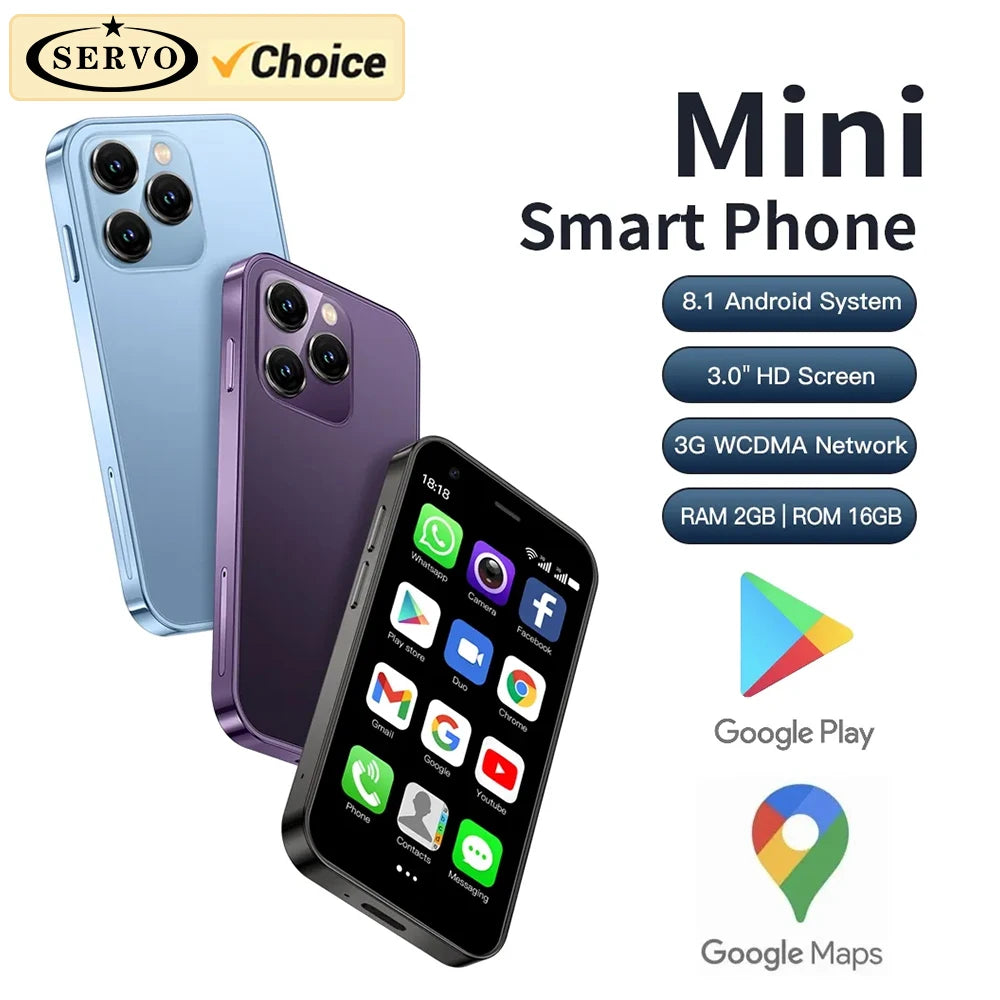 2023 New SERVO 15SE 3.0" Small Smartphone Dual SIM 3G WCDMA Android 8.1OS 2GB+16GB GPS WIFI Portable Mini Mobile Phone Low Price  PetLums.com   