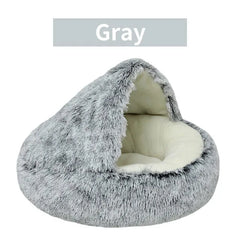 Round Plush Pet Bed with Cover: Cozy 2-in-1 Nest for Small Dogs
