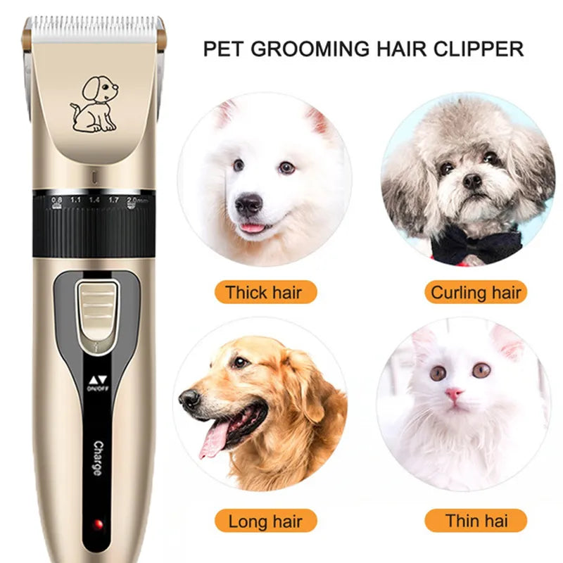 Professional Pet Hair Trimmer Set: Quiet, Rechargeable, Low-Noise Grooming Kit  petlums.com   