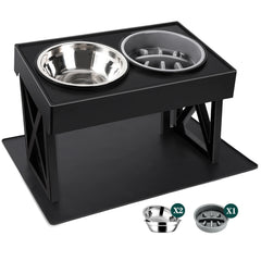 Adjustable Elevated Dog Bowls for Medium to Large Dogs: Comfortable Slow Feeder Bowl & 3 Heights