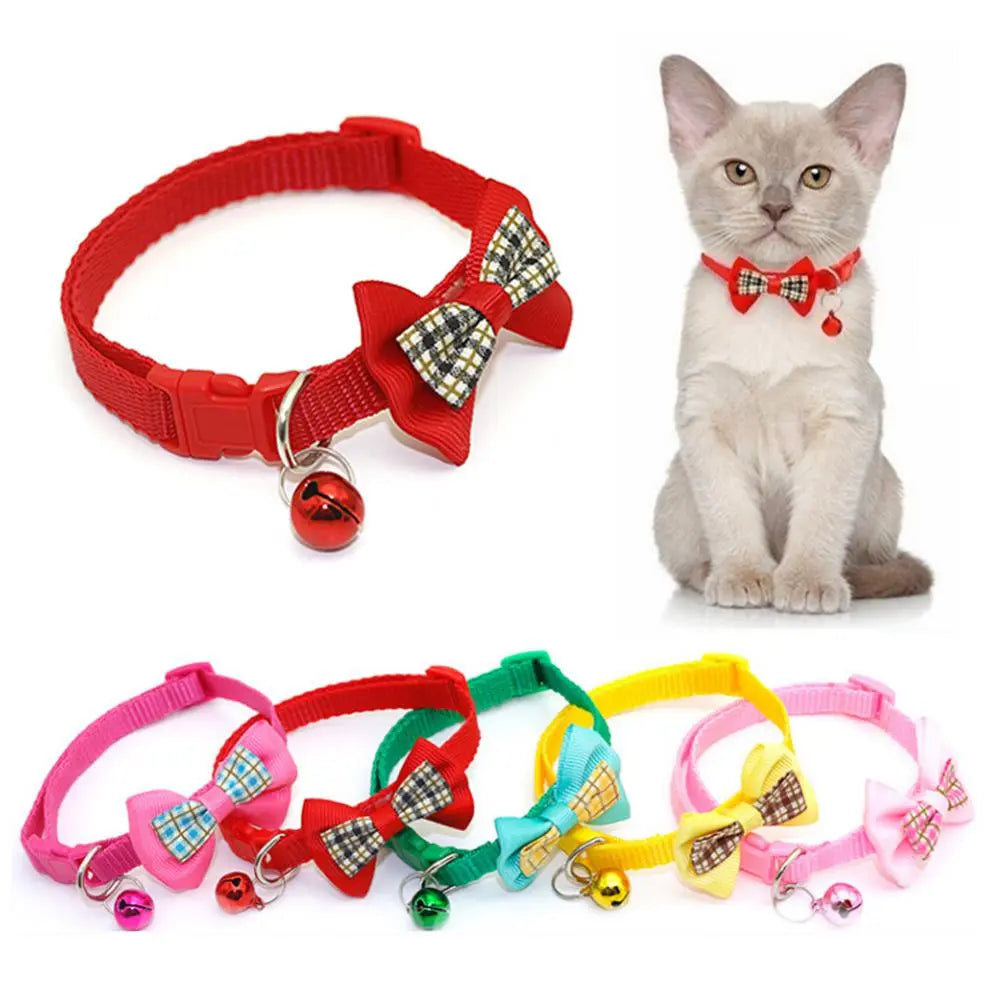 Adjustable Bow Tie Cat Dog Collar with Bell Pendant for Pet Fashionistas  petlums.com   