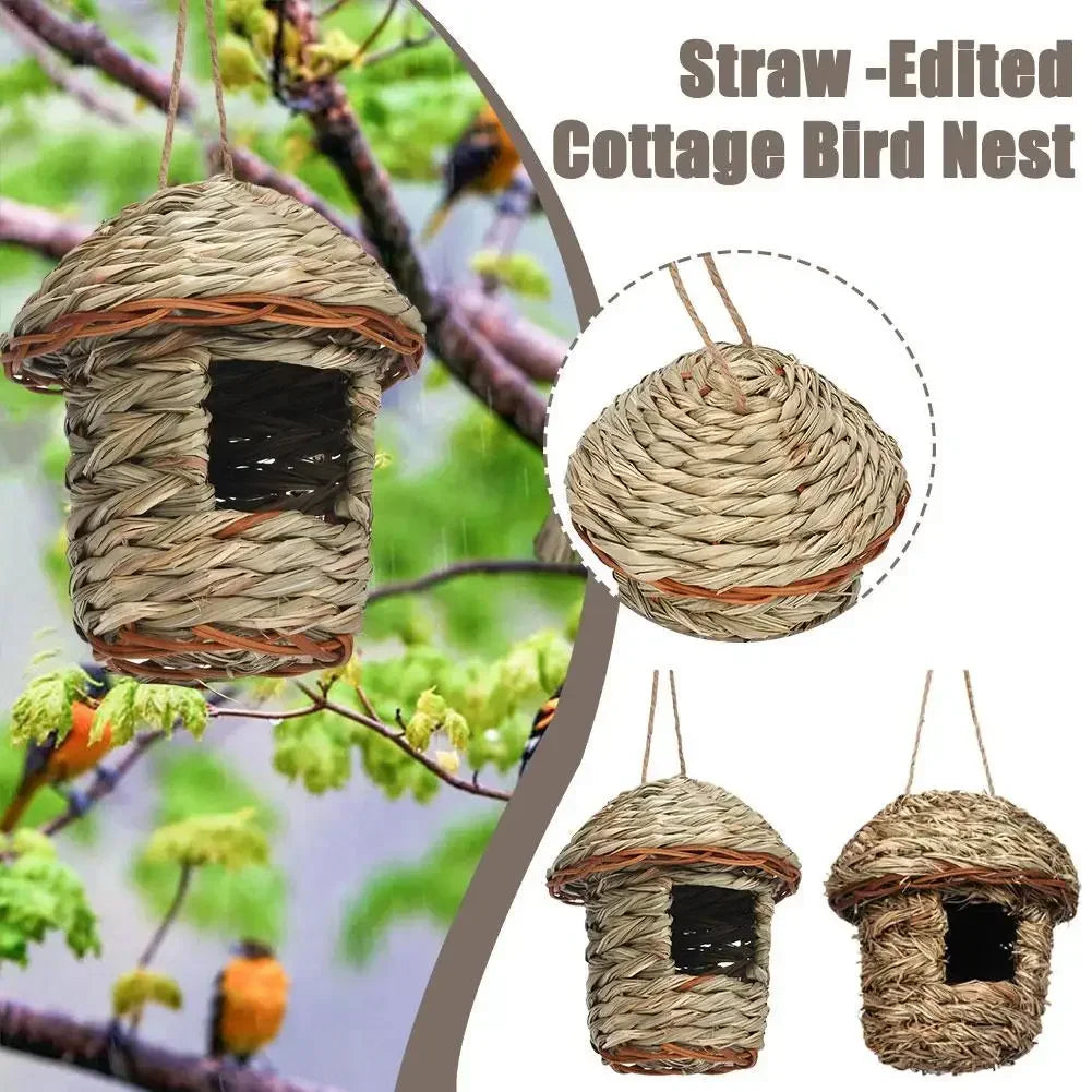 Handwoven Hummingbird Grass Nest House: Pure Natural Materials & Extra Durable  petlums.com   