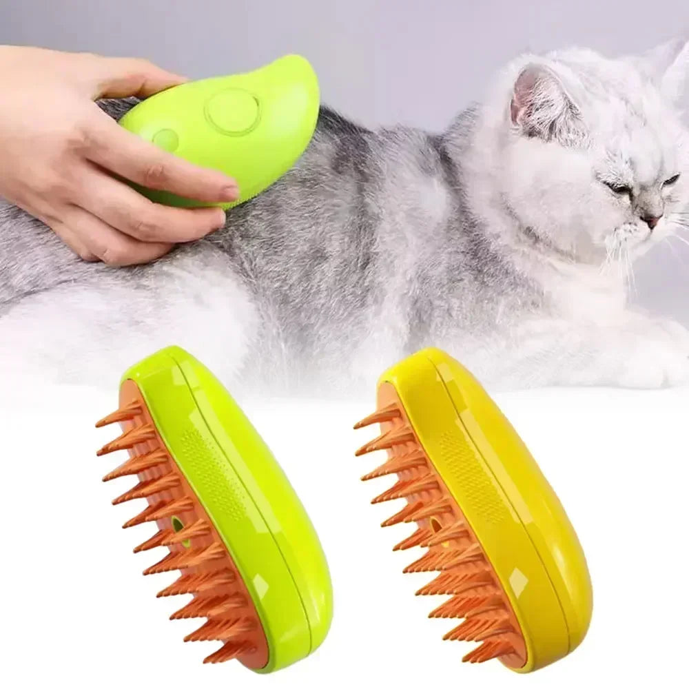 Steamy Cat Brush: Electric Spray Grooming Tool for Pet Hair Removal & Massage  PetLums   