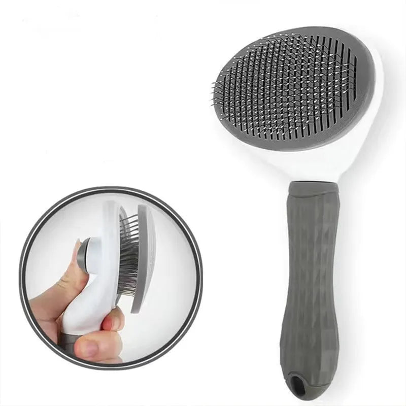 Pet Hair Removal Brush: Stainless Steel Automatic Grooming Comb  petlums.com   