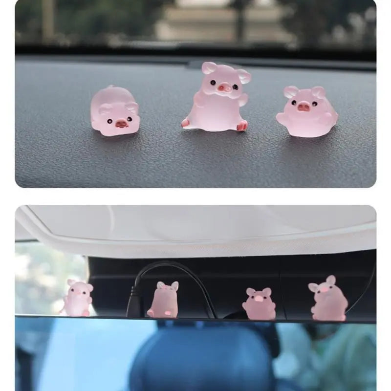 Luminous Mini Resin Pig Car Dashboard Toy: Cute Chick Ornaments Home Garden Decor  petlums.com   
